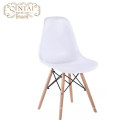 Silla escandinava al por mayor de estilo nórdico, bonita, de plástico y madera, silla blanca